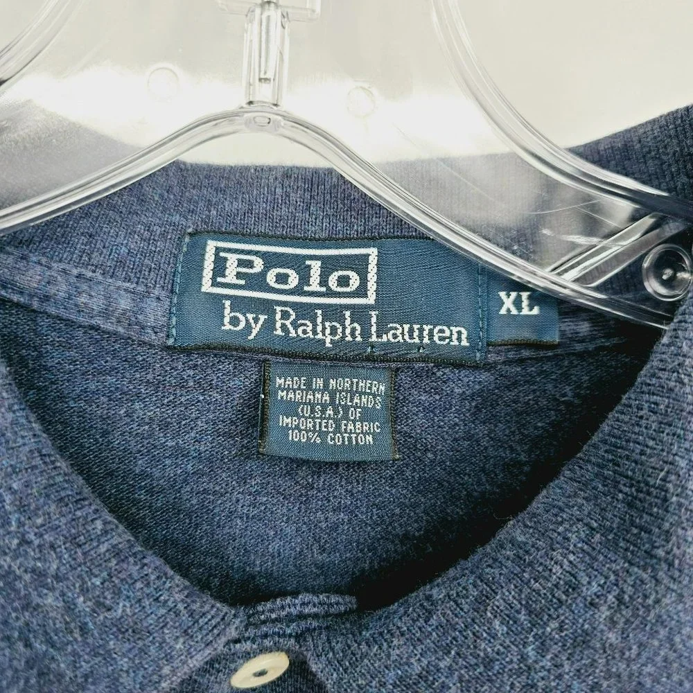 Polo Ralph Lauren Vintage Long Sleeve Shirt XL Blue Collared 2 Button Cotton USA